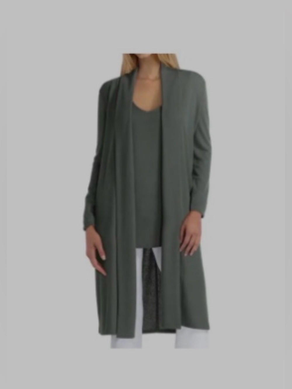 H HALSTON Long Sleeve Open Front Knit Cardigan